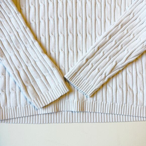 Karen Scott Cable Knit Crewneck White Sweater Women's size Large - Picture 3 of 5